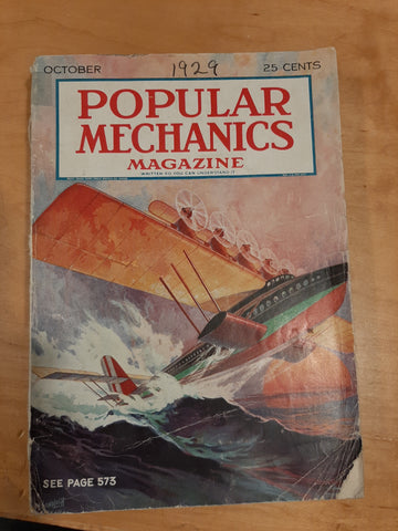 Popular Mechanics October 1929 very good condition inside some wear on binding