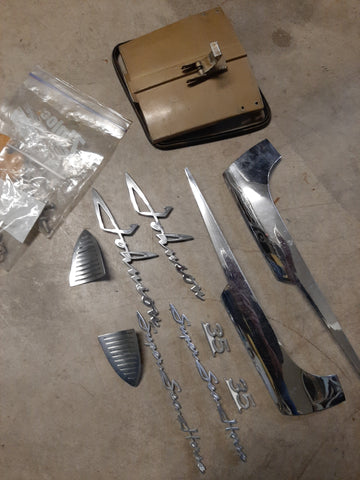 Johnson Javelin outboard chrome and script 1958 model as shown.