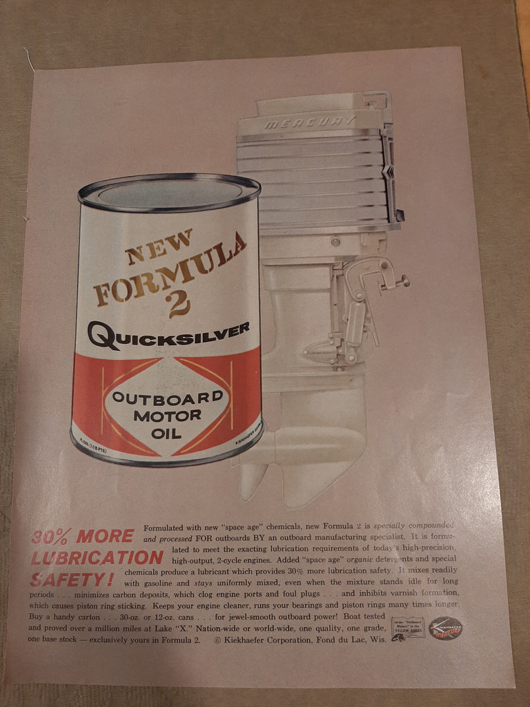 Quicksilver 2 cycle oil 1960's add, original,very good