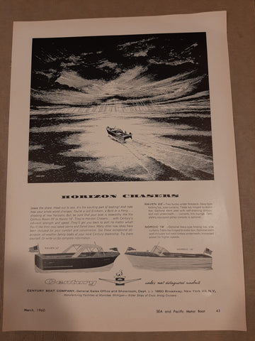 Century Boats March 1960 Advertisement