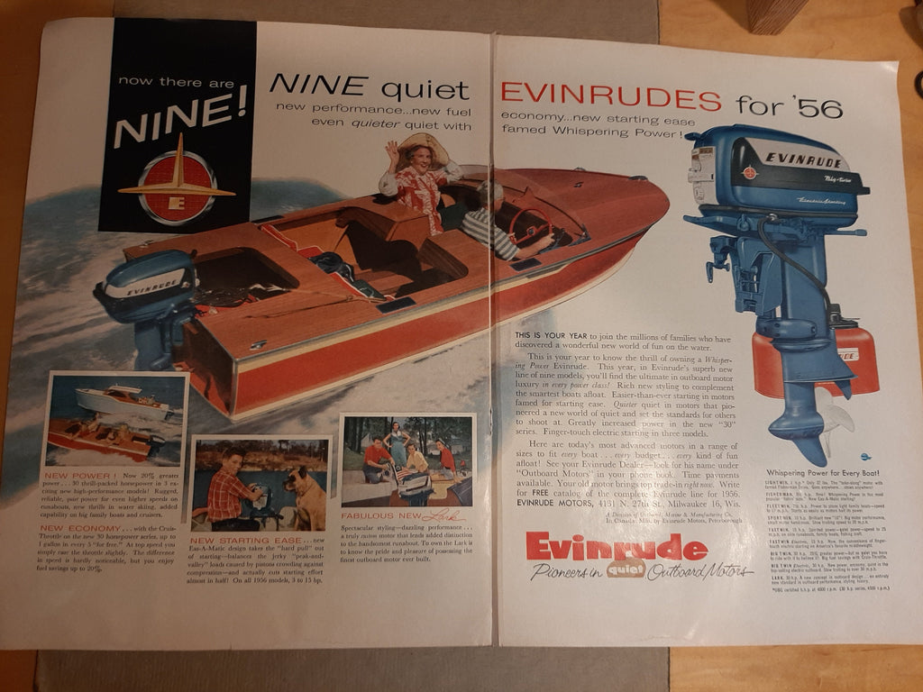 Evinrude for 1956 two page color add