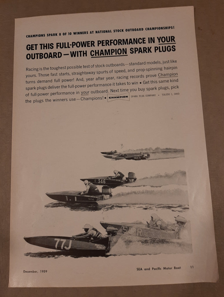 Champion Spark Plugs Outboard racing 1959