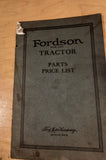 Fordson Tractor illustrated parts price list original tear in cover a few grease smudges but good overall little wear inside October 1, 1920.