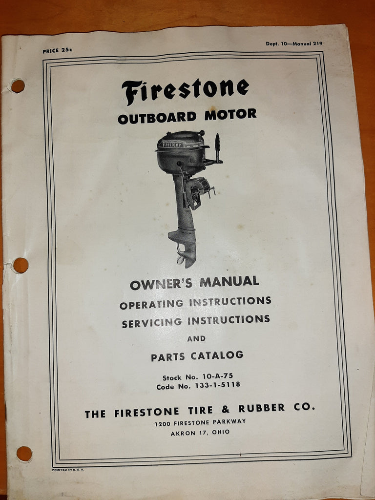 Firestone Outboard illustrated parts list 10-A-75 17 pages