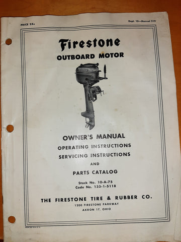 Firestone Outboard illustrated parts list 10-A-75 17 pages