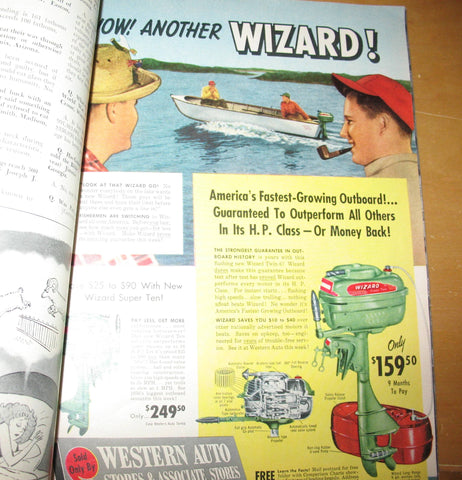 Wizard, Mercury, Evinrude advertisements in True Magazine June 1950 The Mans Magazine